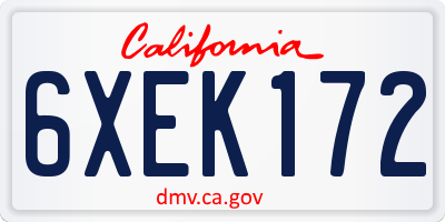 CA license plate 6XEK172