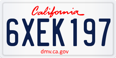 CA license plate 6XEK197