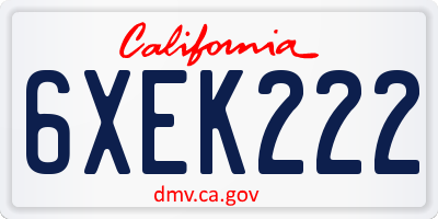 CA license plate 6XEK222