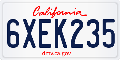 CA license plate 6XEK235