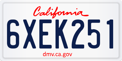CA license plate 6XEK251