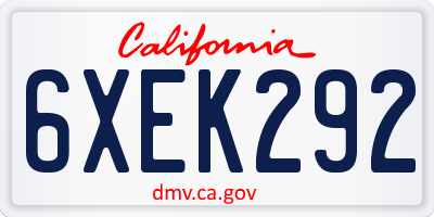 CA license plate 6XEK292
