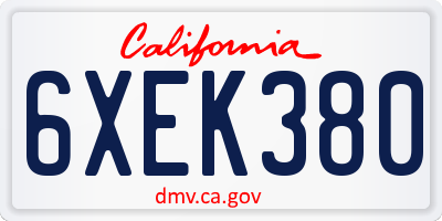 CA license plate 6XEK380