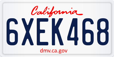CA license plate 6XEK468