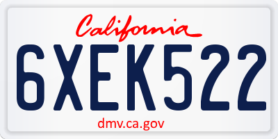 CA license plate 6XEK522