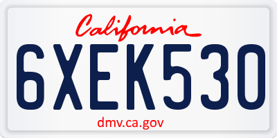 CA license plate 6XEK530