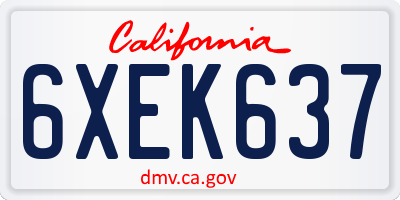 CA license plate 6XEK637