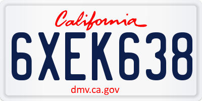 CA license plate 6XEK638