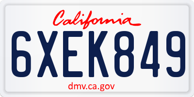 CA license plate 6XEK849