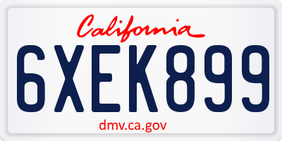 CA license plate 6XEK899