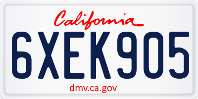 CA license plate 6XEK905