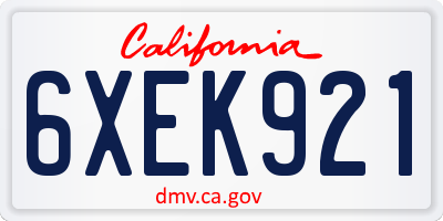 CA license plate 6XEK921