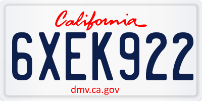 CA license plate 6XEK922