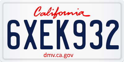 CA license plate 6XEK932