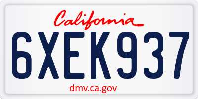 CA license plate 6XEK937
