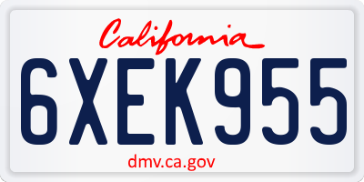CA license plate 6XEK955