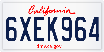 CA license plate 6XEK964
