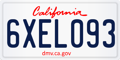 CA license plate 6XEL093