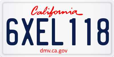 CA license plate 6XEL118