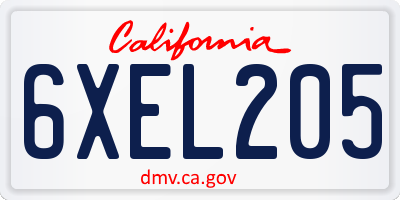 CA license plate 6XEL205