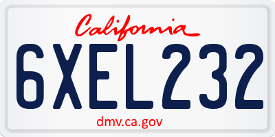 CA license plate 6XEL232