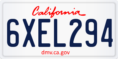 CA license plate 6XEL294