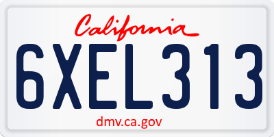 CA license plate 6XEL313