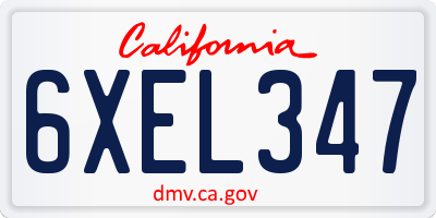 CA license plate 6XEL347