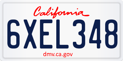 CA license plate 6XEL348