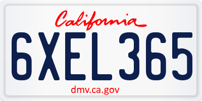 CA license plate 6XEL365