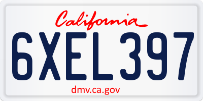 CA license plate 6XEL397