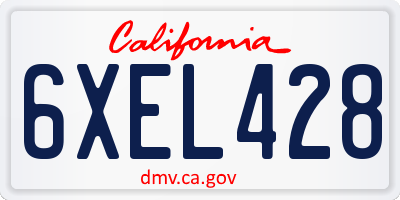 CA license plate 6XEL428