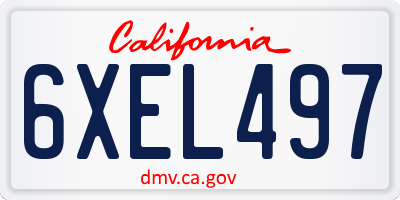 CA license plate 6XEL497