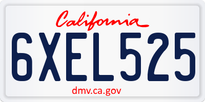 CA license plate 6XEL525