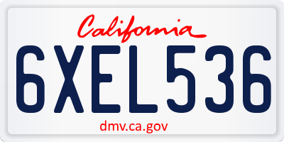 CA license plate 6XEL536