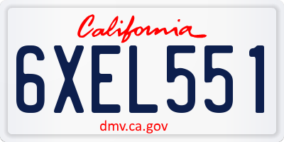 CA license plate 6XEL551