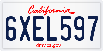 CA license plate 6XEL597