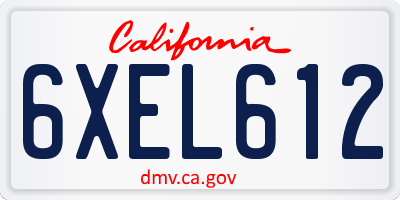CA license plate 6XEL612