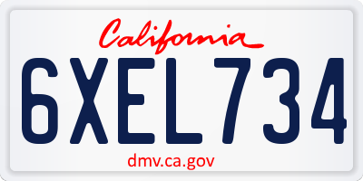 CA license plate 6XEL734