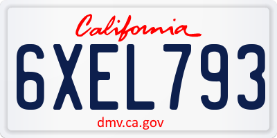 CA license plate 6XEL793