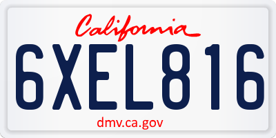 CA license plate 6XEL816