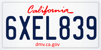 CA license plate 6XEL839