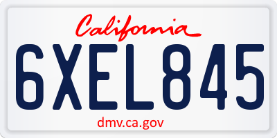 CA license plate 6XEL845