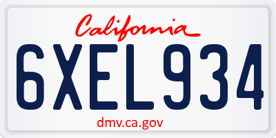 CA license plate 6XEL934