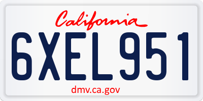 CA license plate 6XEL951
