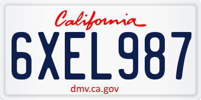 CA license plate 6XEL987