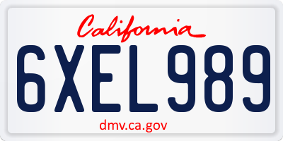 CA license plate 6XEL989