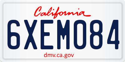 CA license plate 6XEM084