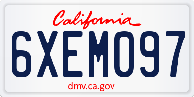 CA license plate 6XEM097