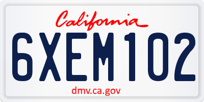 CA license plate 6XEM102
